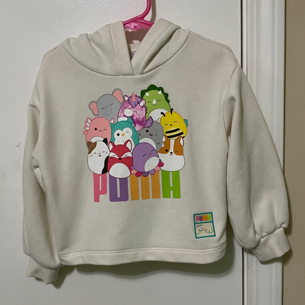 Squishmallows x Puma Little Girls Hoodie Sweatshirt 3T Cream Play Clothes Cutesy